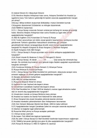 Atatürk İlkeleri ve İnkilap Tarihi -1 Final Soruları