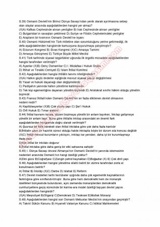 Atatürk İlkeleri ve İnkilap Tarihi -1 Final Soruları