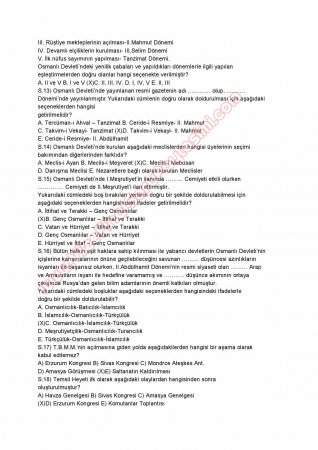 Atatürk İlkeleri ve İnkilap Tarihi -1 Final Soruları