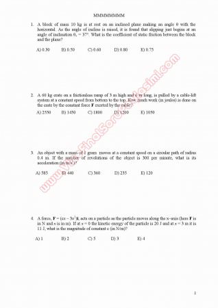 Fizik-1 Vize Soruları - Physics-1 Midterm Questions