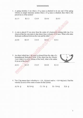 Fizik-1 Final Soruları - Physics-1 Final Questions