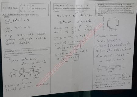 Matematik -1 Vize Soruları ve Çözümleri (Yaz Okulu)