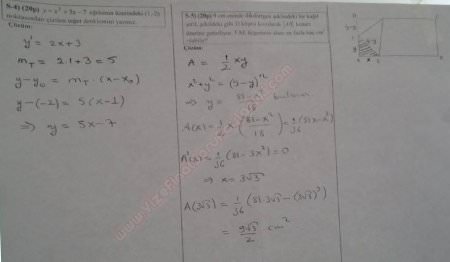 Matematik -1 Vize Soruları ve Çözümleri (Tek. Fak.)
