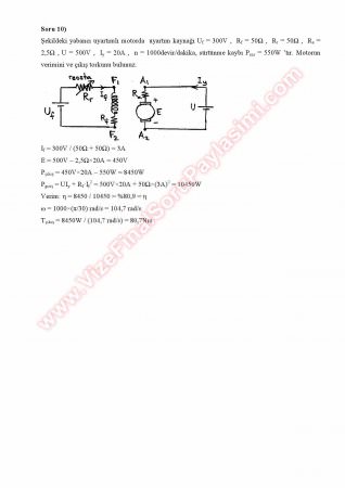 Elektrik Makinaları Çözümlü Soruları