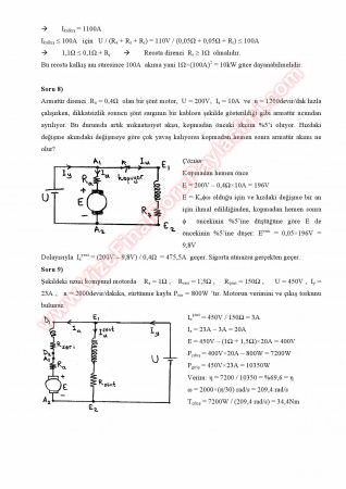 Elektrik Makinaları Çözümlü Soruları