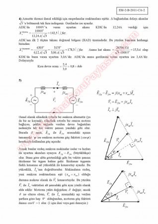 Elektrik Makinaları -2 Bütünleme Soruları Ve Çözümleri -2011
