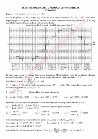 Elektrik Makinaları -1 Vize Soruları Ve Çözümleri -2011