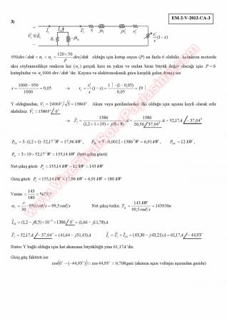 Elektrik Makinaları -2 Vize Soruları Ve Çözümleri -2012