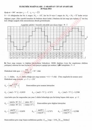 Elektrik Makinaları -2 Vize Soruları Ve Çözümleri -2012