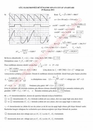 Güç Elektroniği Bütünleme Soruları Ve Çözümleri -2011