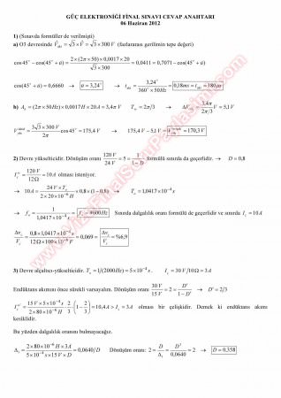 Güç Elektroniği Final Soruları Ve Çözümleri -2012