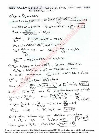 Güç Elektroniği Bütünleme Soruları Ve Çözümleri -2014