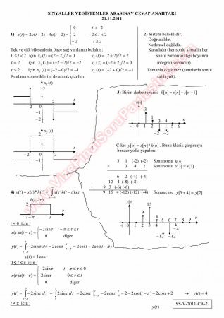 Sinyaller Ve Sistemler Vize Soruları Ve Çözümleri - 2011