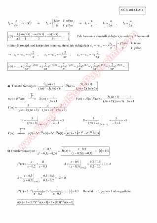 Sinyaller Ve Sistemler Bütünleme Soruları Ve Çözümleri - 2012