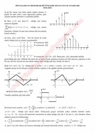 Sinyaller Ve Sistemler Bütünleme Soruları Ve Çözümleri - 2012
