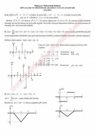 Sinyaller Ve Sistemler Vize Soruları Ve Çözümleri - 2012