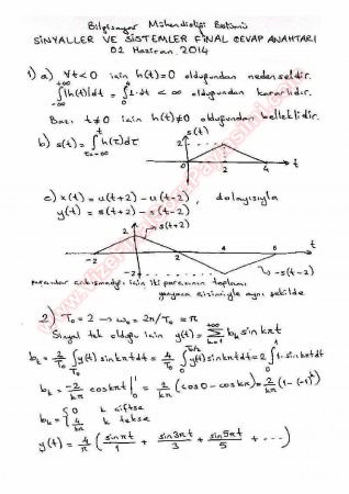 Sinyaller Ve Sistemler Final Soruları Ve Çözümleri Bahar - 2014