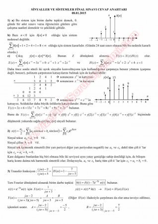 Sinyaller Ve Sistemler Final Soruları Ve Çözümleri - 2015