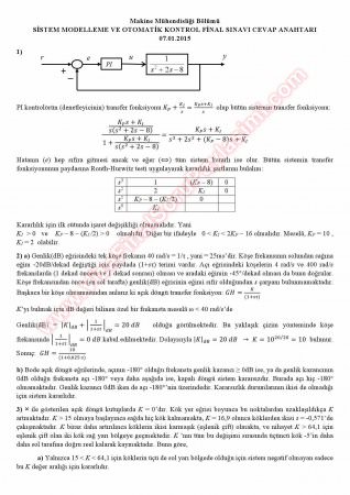 Sistem Modelleme Ve Otomatik Kontrol Final Soruları Ve Çözümleri - 2015