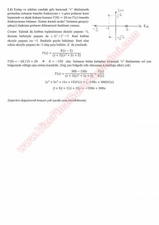 Sistem Modelleme Ve Otomatik Kontrol Çalışma Soruları 2