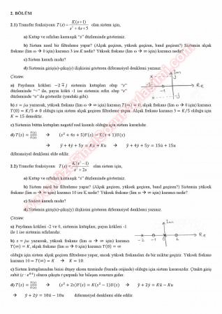 Sistem Modelleme Ve Otomatik Kontrol Çalışma Soruları 2
