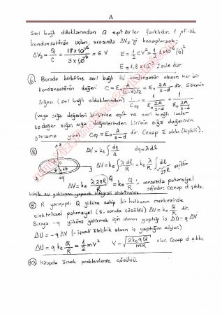 Fizik -2 Vize Soruları ve Çözümleri - Cumhuriyet