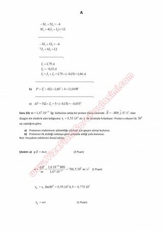 Fizik -2 Final Soruları ve Çözümleri - Cumhuriyet