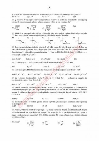 Fizik -2 Final Soruları ve Çözümleri - Cumhuriyet