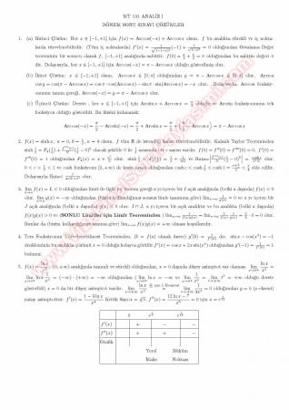 Analiz 1 Final Soruları Ve Çözümleri -2012