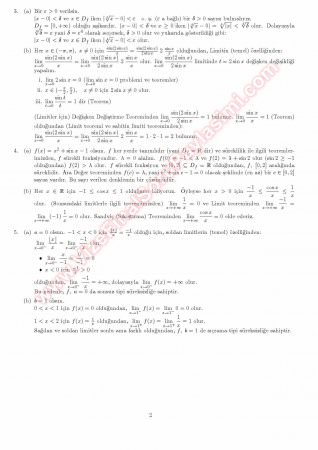 Analiz 1 Vize Soruları Ve Çözümleri -2014