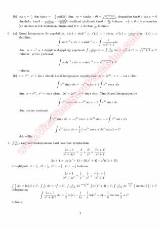 Analiz 2 Vize Soruları Ve Çözümleri -2013