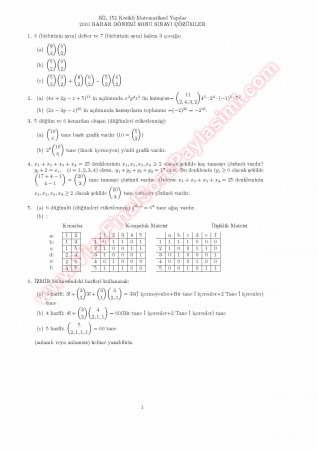 Kesikli Matematiksel Yapılar Final Soruları Ve Çözümleri