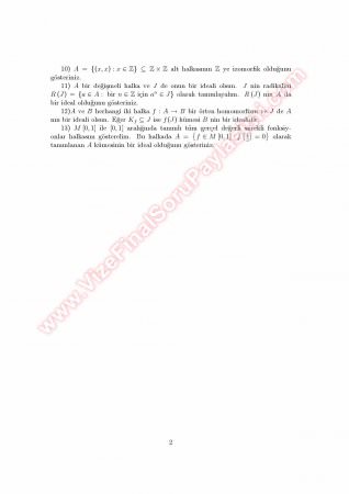 Cebir 3 Çalışma Soruları 2