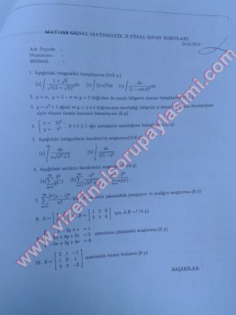 Matematik-2 Final Soruları