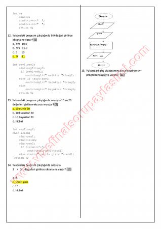 Bilgisayar Programlama Vize Soruları