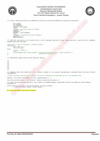 Nesne Yönelimli Programlama Vize Soruları Ve Çözümleri -2013