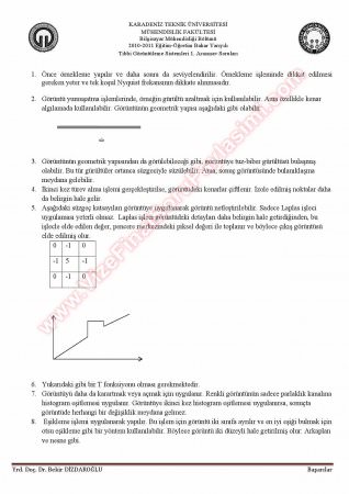 Tıbbi Görüntüleme Sistemleri Vize Soruları Ve Çözümleri -2011