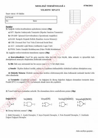 Mesleki Terminoloji-1 Final Soruları Ve Cevapları-2011