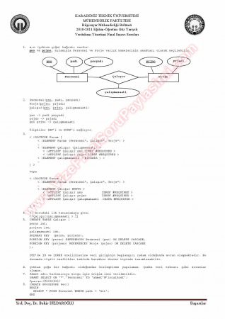 Veritabanı Yönetimi Final Soruları Ve Çözümleri -2011