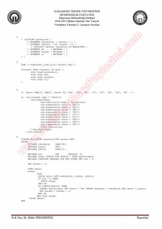 Veritabanı Yönetimi Vize 2 Soruları Ve Çözümleri -2011