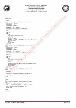 Veritabanı Yönetimi Vize 2 Soruları Ve Çözümleri -2011