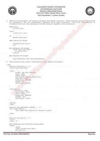 Web Programlama Vize Soruları Ve Çözümleri -2011