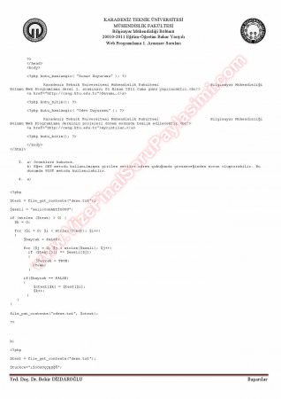 Web Programlama Vize Soruları Ve Çözümleri -2011