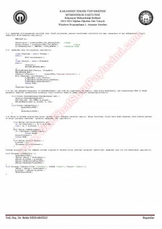 Windows Programlama Vize Soruları Ve Çözümleri -2013