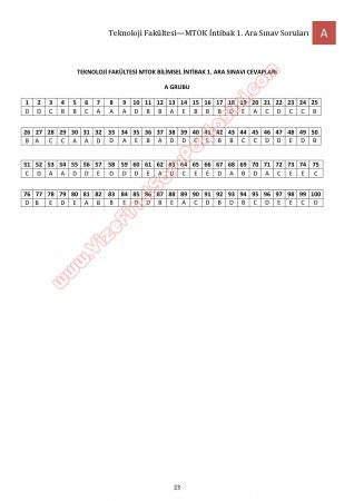 Bilimsel Hazırlık - MTOK - 1. Vize Soruları ve Cevapları