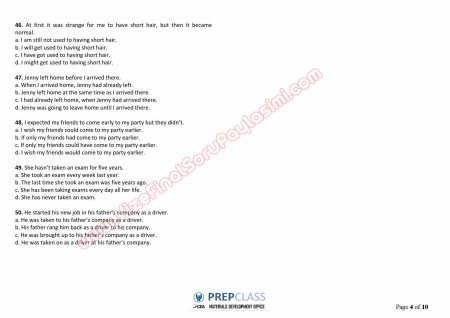 İngilizce Muafiyet Soruları - Yüksek Lisans