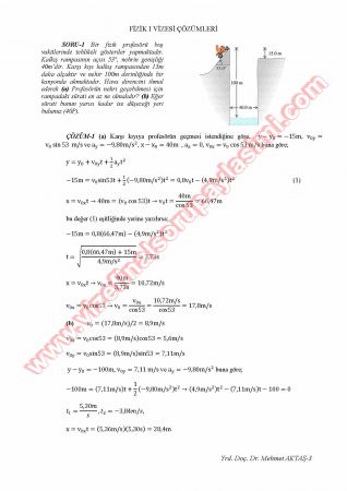 Fizik-1 Vize Soruları Ve Cevapları