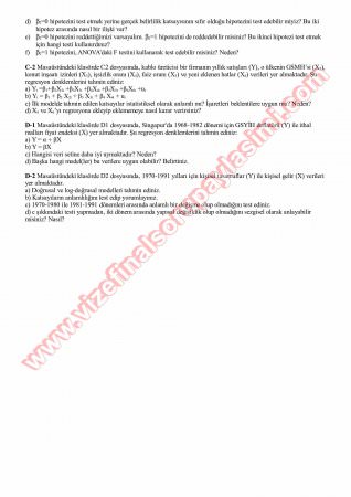 Uygulamalı Ekonometri-1 Vize Soruları