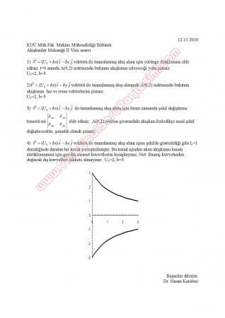 Akışkanlar Mekaniği -2 Vize Soruları - 2010