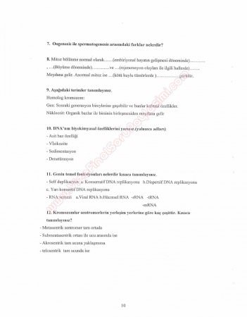 Genetik Dersi Vize Soruları